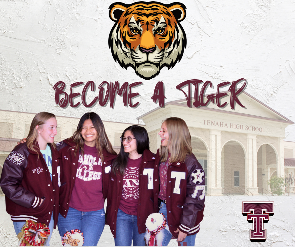 Become A Tiger with photo of school and students smiling